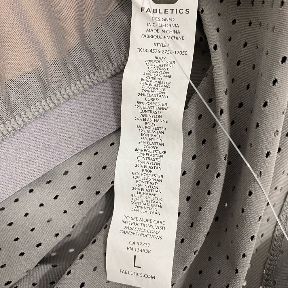 Fabletics Womens Pheobe Performance Tank Size Large 10-12 Mesh Overlay Gray - Picture 5 of 7